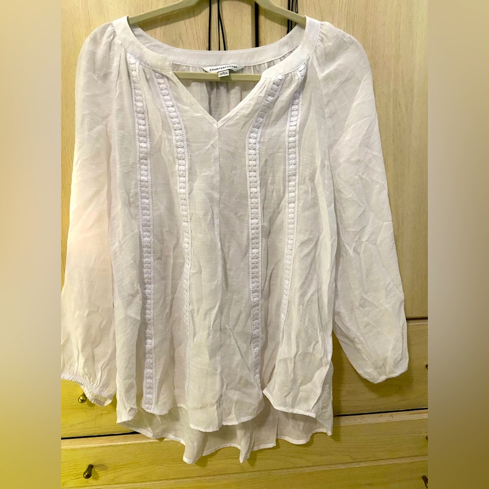 Counterparts white blouse brand new with tags. Size L
